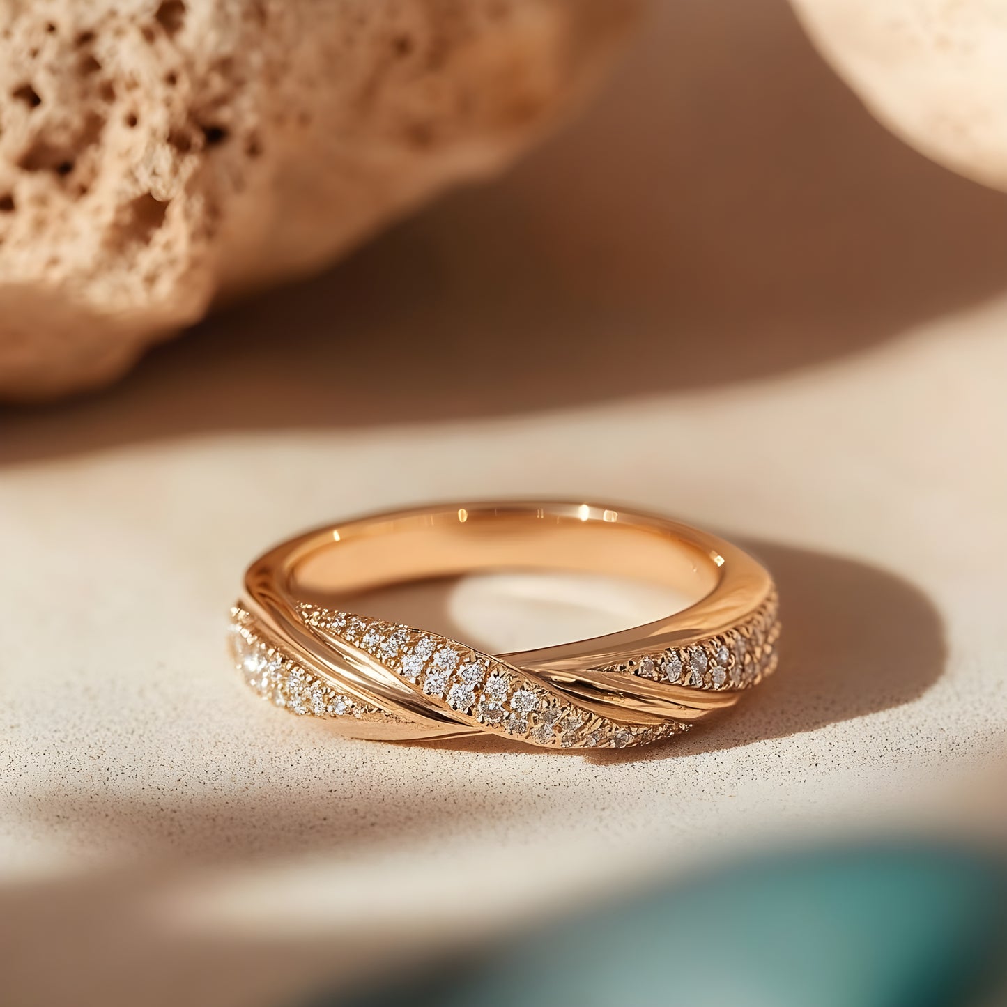 Stellar Wave Ring - 14K Solid Gold Diamond Ring