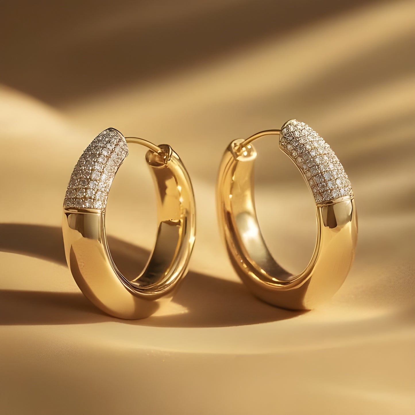 Desert Bloom Huggies - 14K Solid Gold Diamond Earrings