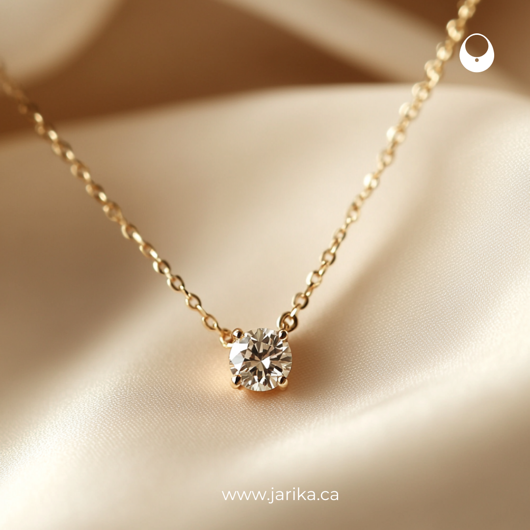 Diamond Solitaire Pendant 14k Solid Gold