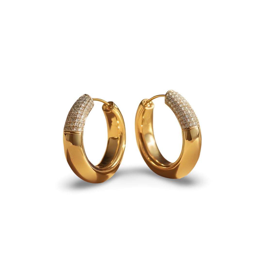 Desert Bloom Huggies - 14K Solid Gold Diamond Earrings