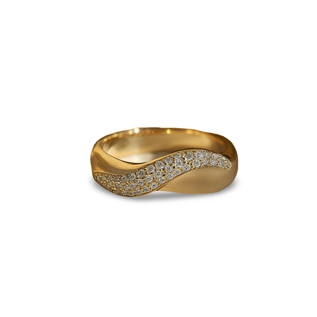 Sculptural Wave Ring - 14K Solid Gold Diamond Ring