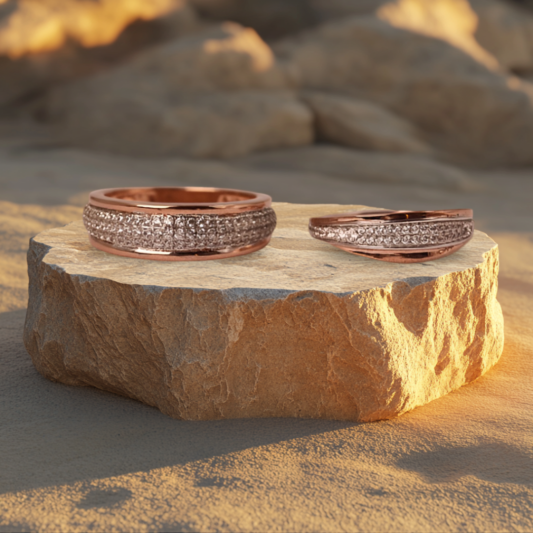 Dual Radiance Rings - 14K Solid Gold Diamond Rings