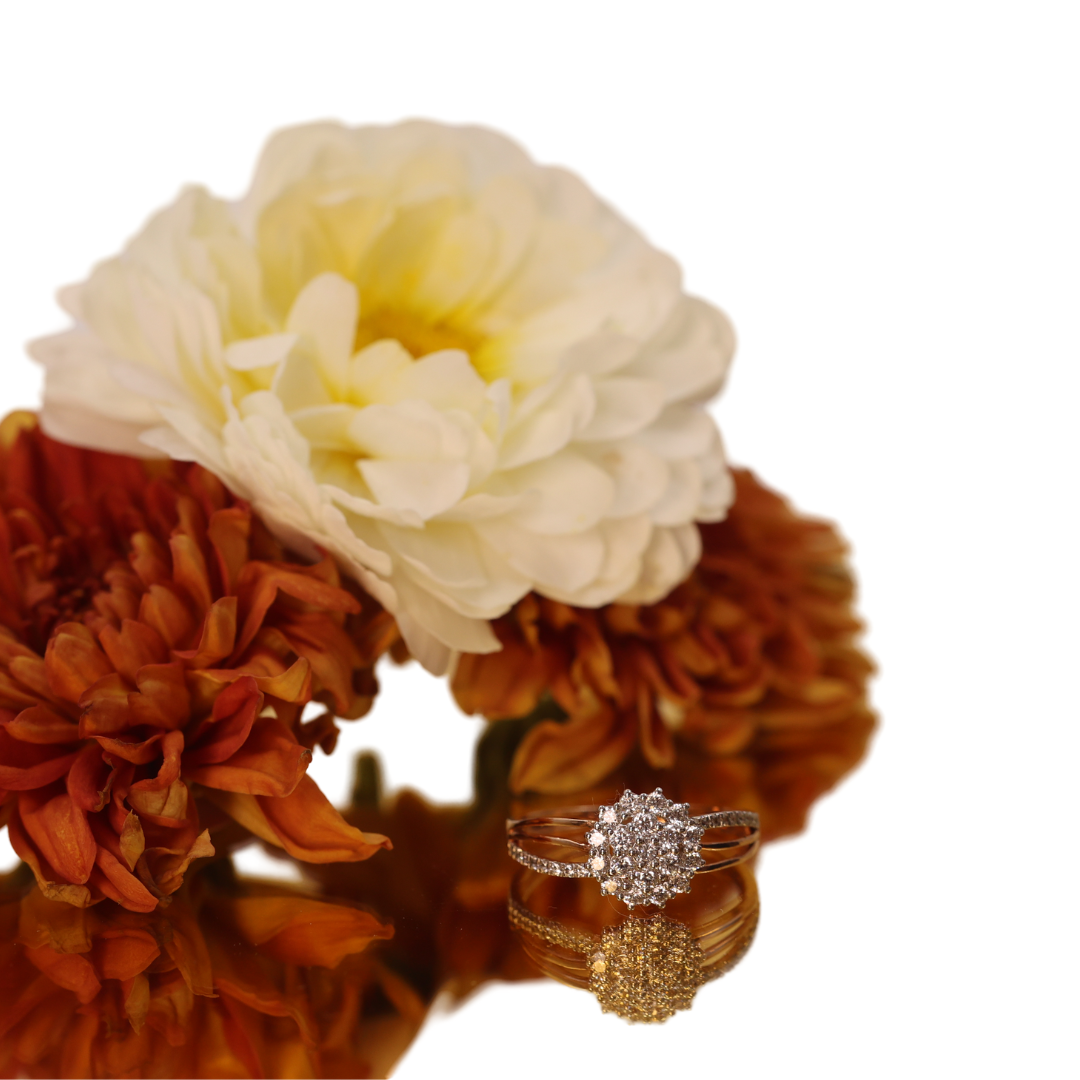 Floral Orbit Ring - 14K Solid Gold Diamond Ring