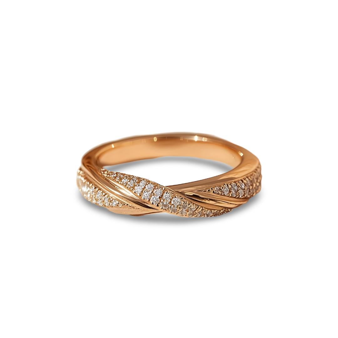 Stellar Wave Ring - 14K Solid Gold Diamond Ring