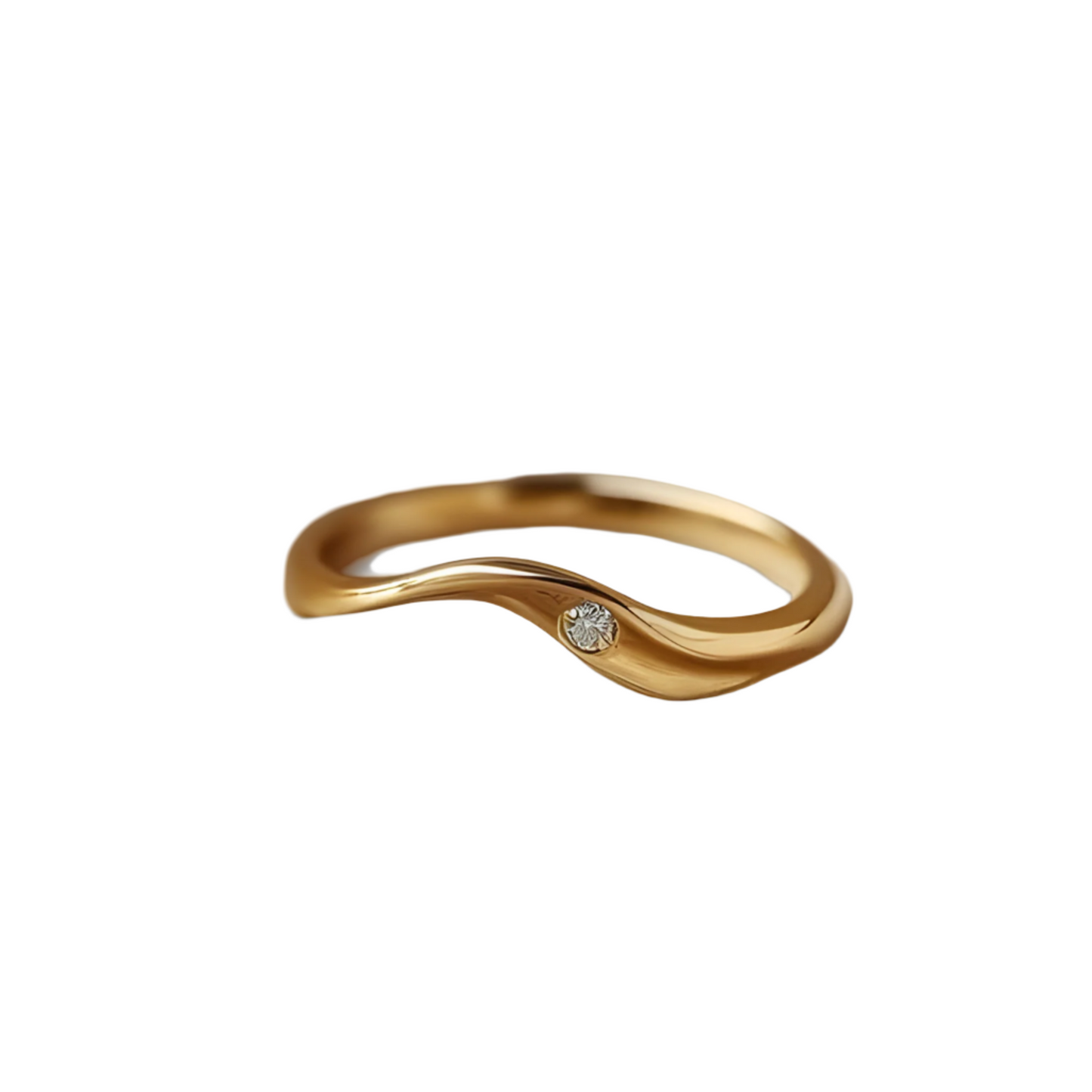 Lunar Arc Ring - 14K Solid Gold Diamond Ring