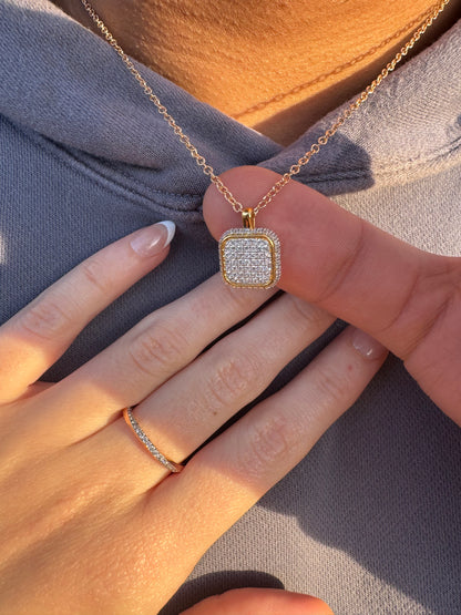 Portal Pendant Necklace- 14K Solid Gold Diamond Pendant Necklace