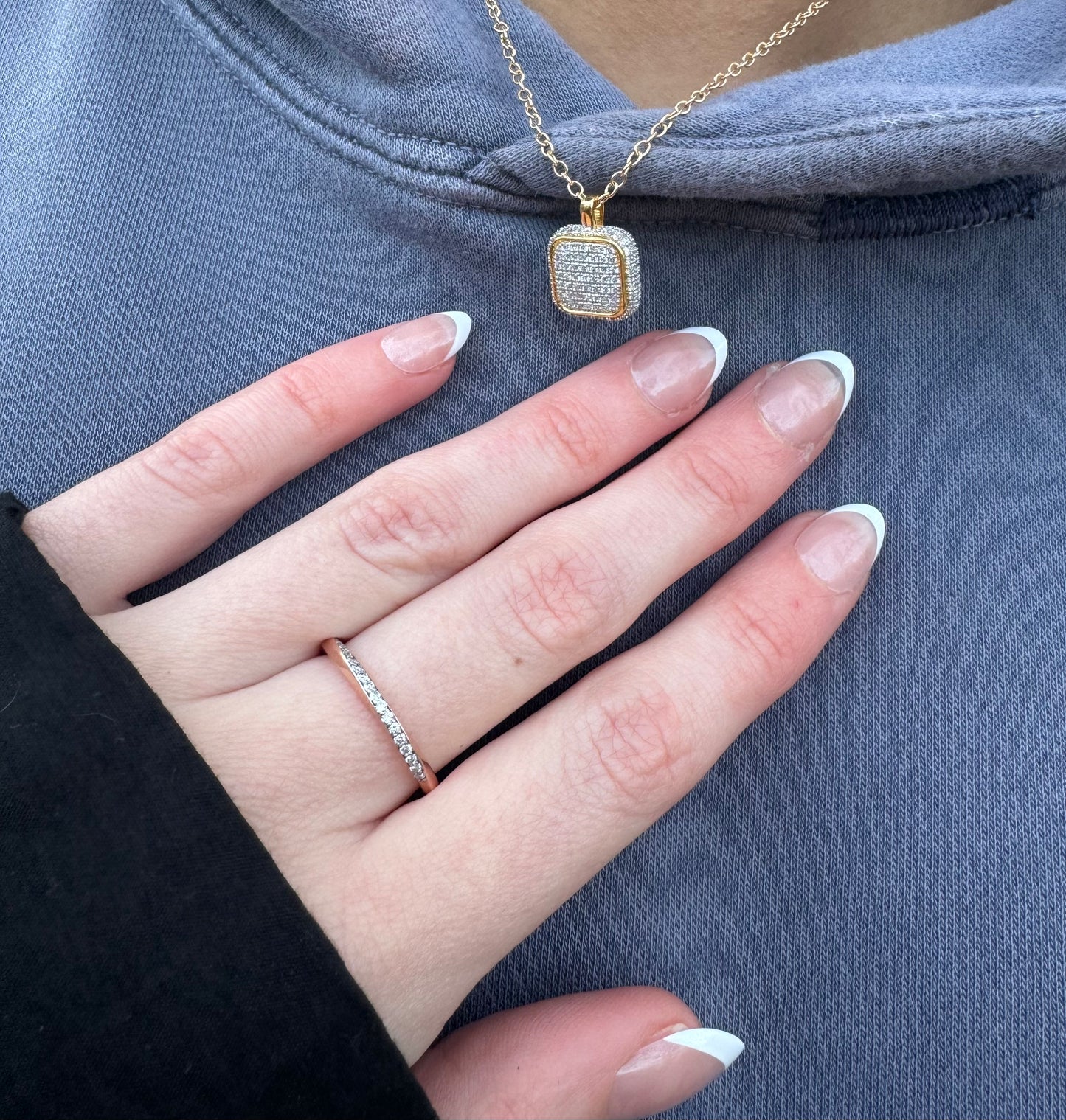 Portal Pendant Necklace- 14K Solid Gold Diamond Pendant Necklace