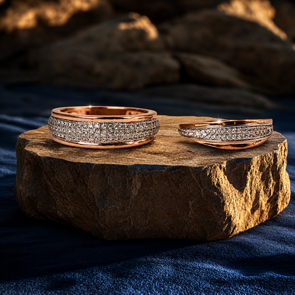 Dual Radiance Rings - 14K Solid Gold Diamond Rings