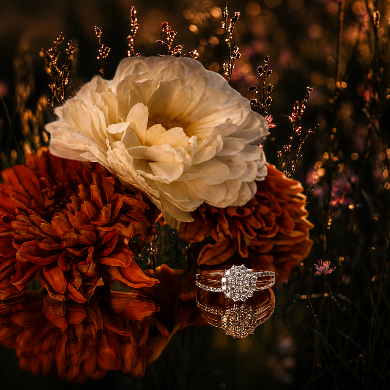 Floral Orbit Ring - 14K Solid Gold Diamond Ring