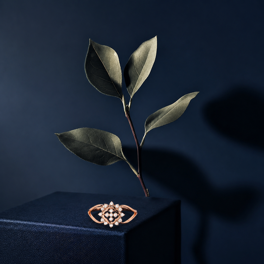 Petal Serenity Ring - 14K Solid Gold Diamond Ring