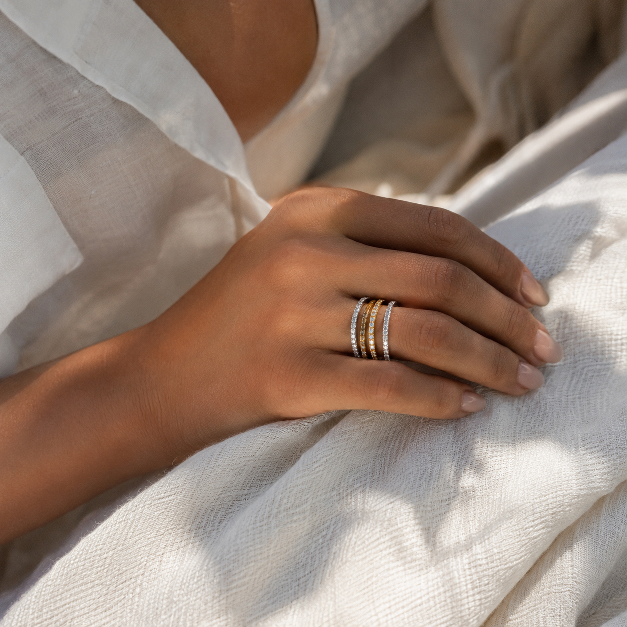 Lumière Pavé Band - 14K Solid Gold Diamond Band