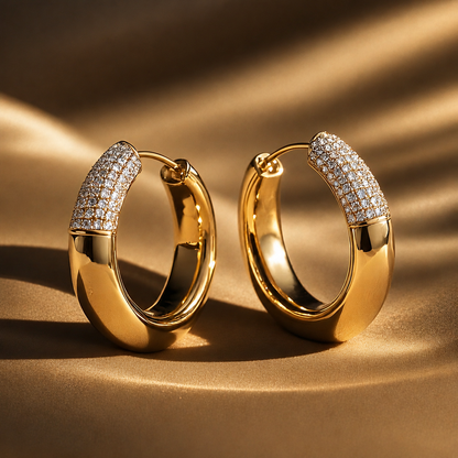 Desert Bloom Huggies - 14K Solid Gold Diamond Earrings