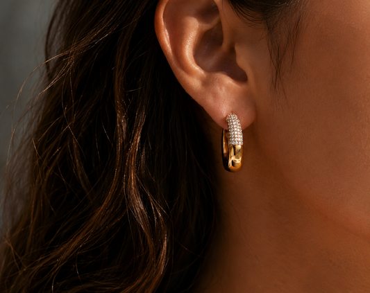 Desert Bloom Huggies - 14K Solid Gold Diamond Earrings