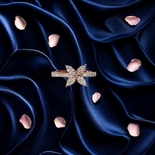 Blooming Diamond Ring - 14K Solid Gold Diamond Ring