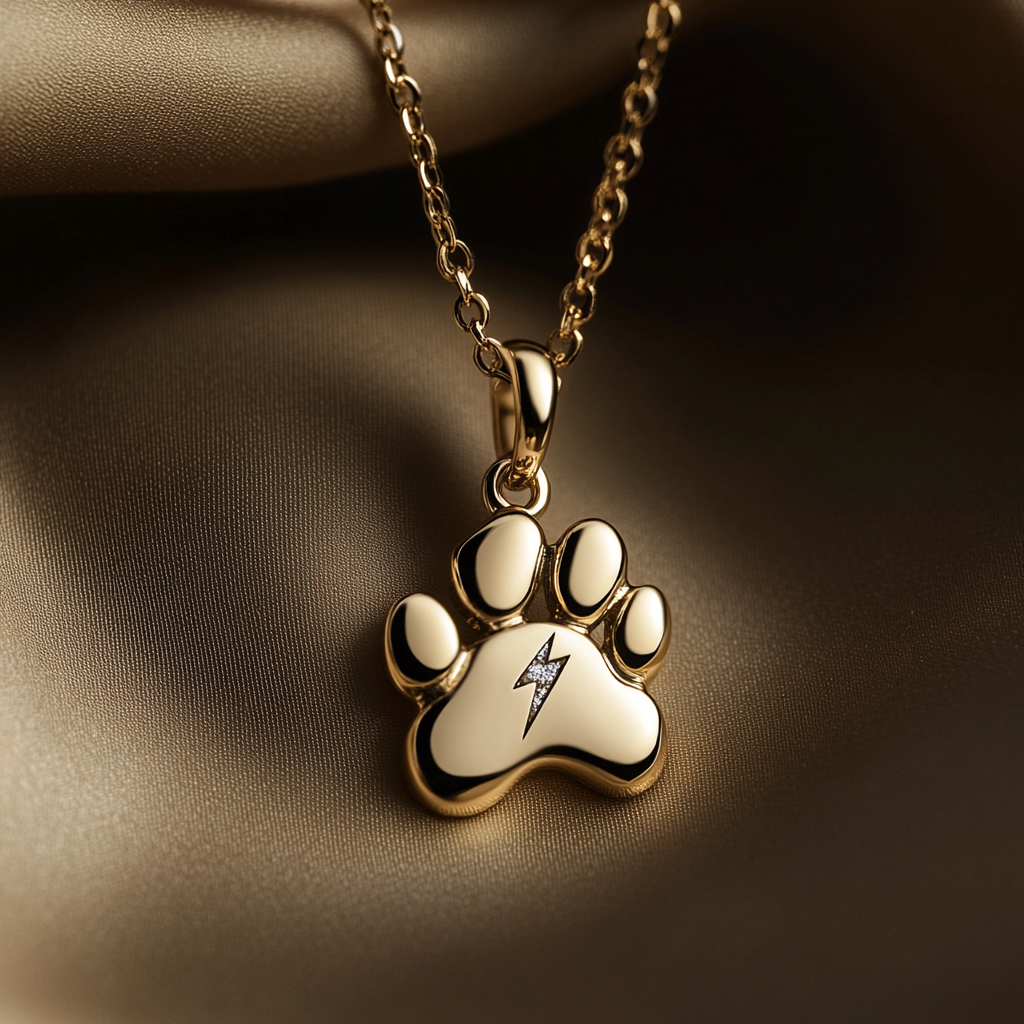 Paw Print Dog Pendant - 14K Solid Gold Pendant