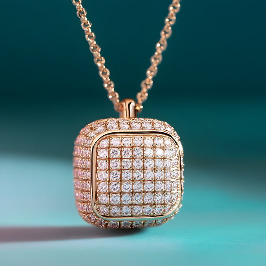Portal Pendant Necklace- 14K Solid Gold Diamond Pendant Necklace