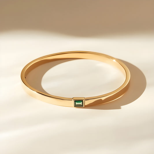Green Mirage Bracelet - Unisex 14K Solid Gold Tourmaline Bracelet