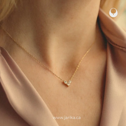 Three Diamond Cluster Pendant – 14K Solid Gold, Certified Diamonds