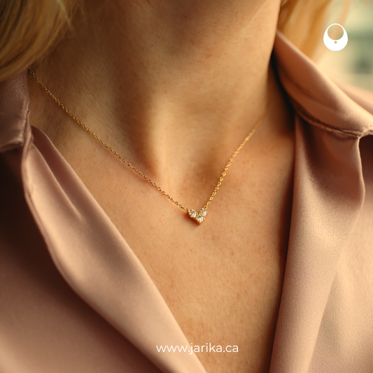 Three Diamond Cluster Pendant – 14K Solid Gold, Certified Diamonds